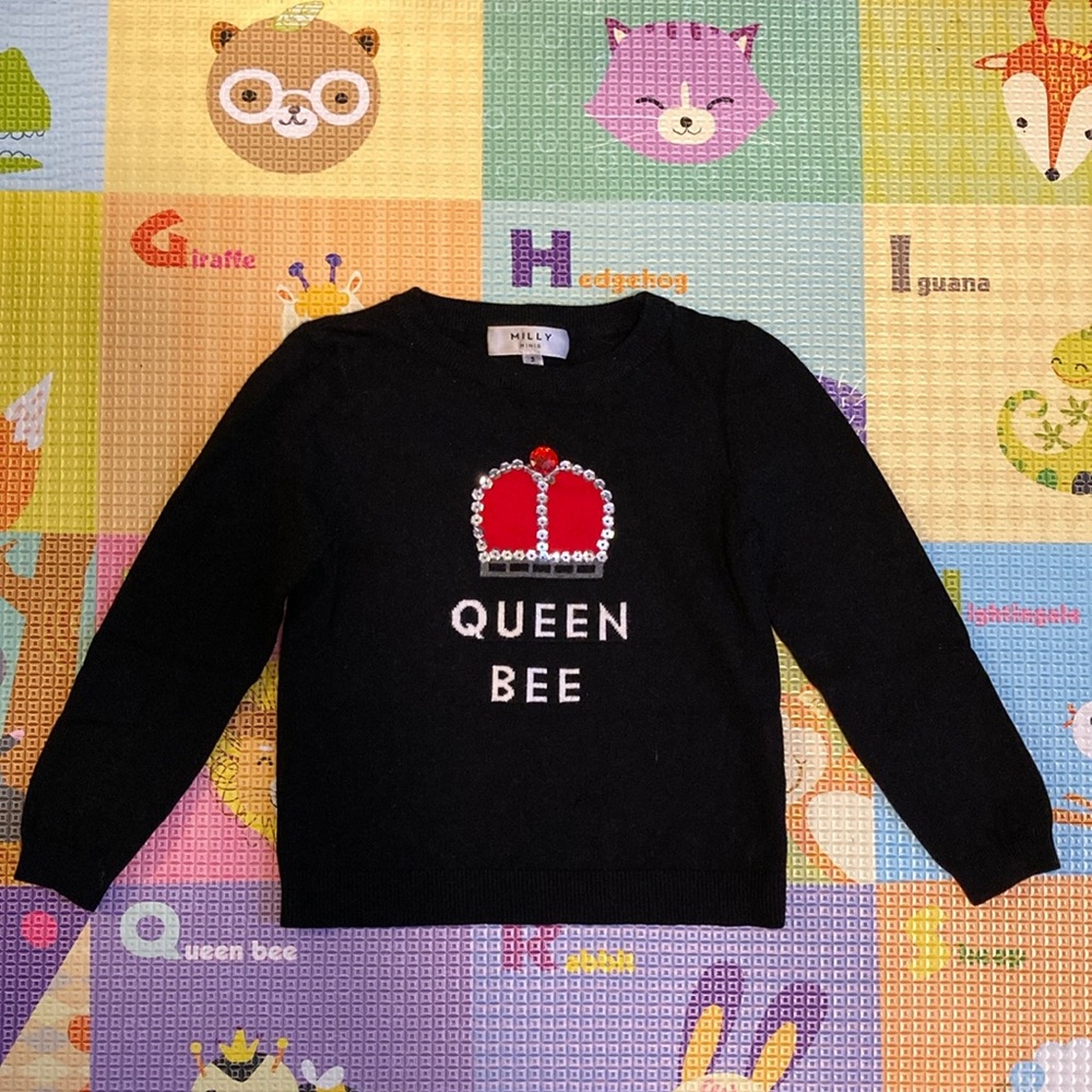 Milly Minis Black Sweater Queen Bee - 3T